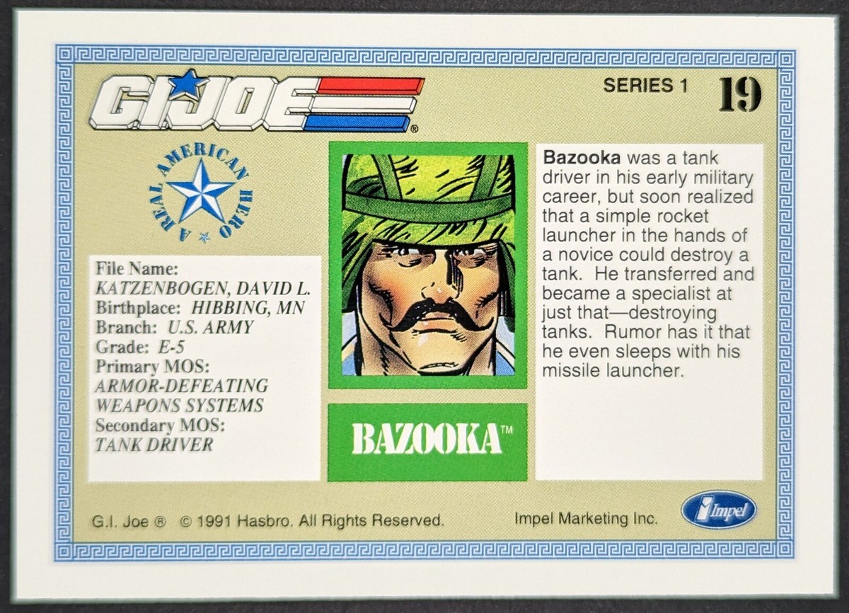 Bazooka 1991 GI Joe Impel Card #19 (NM) | eBay