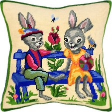Needlepoint/Tapestry vintage throw pillow cover "SWEET DREAMS" embroidery kit