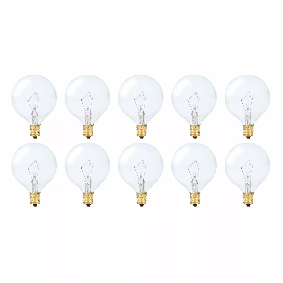 10 Pack Simba Lighting Globe G16.5 Round Bulb 25W E12 Candelabra