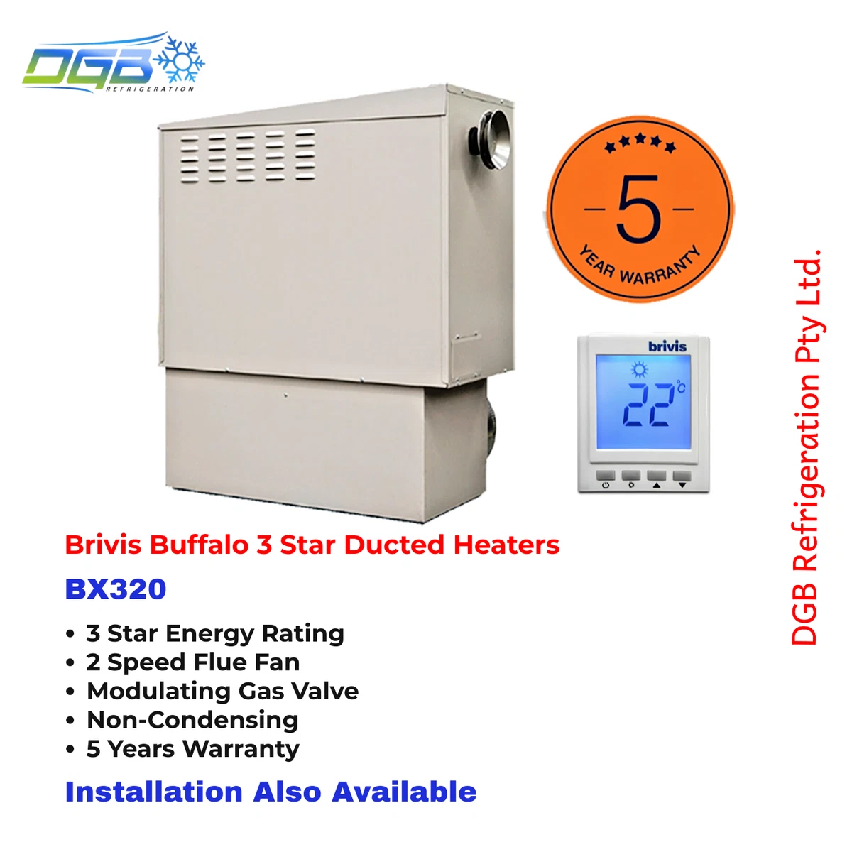 Brivis Buffalo Series BX320 - 20kW 3.8 Star External - Ducted Gas Heater |  eBay
