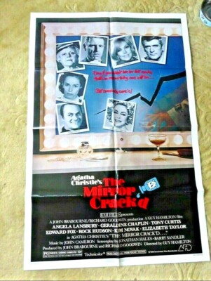 VINTAGE HUGE MOVIE POSTER THE MIRROR CRACKED AGATHA CHRISTIE ROCK HUDSON TAYLOR