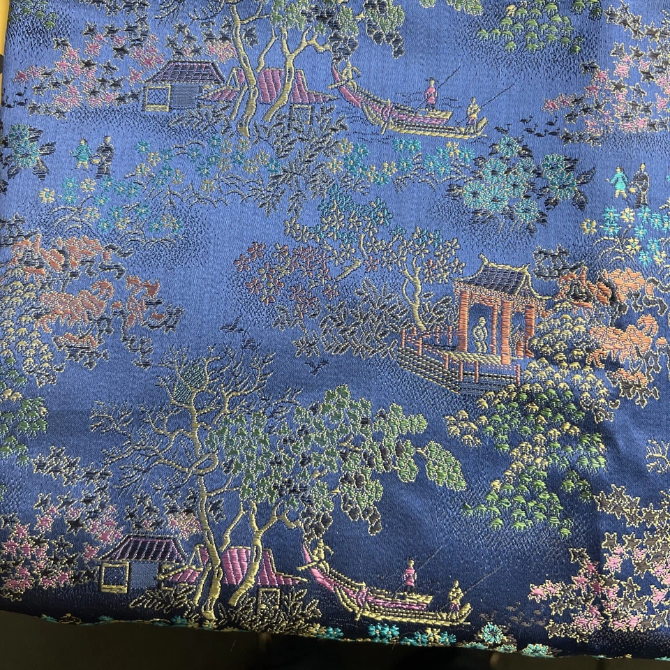 Vintage Mei Wah Hong Kong Chinese Brocade Jacquard Fabric 32” x 127” - Image 3 of 4