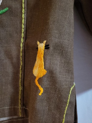 Sears Boys Vintage Embroidered Brown Denium Jacket Size??See Photos For Measures - Picture 7 of 22
