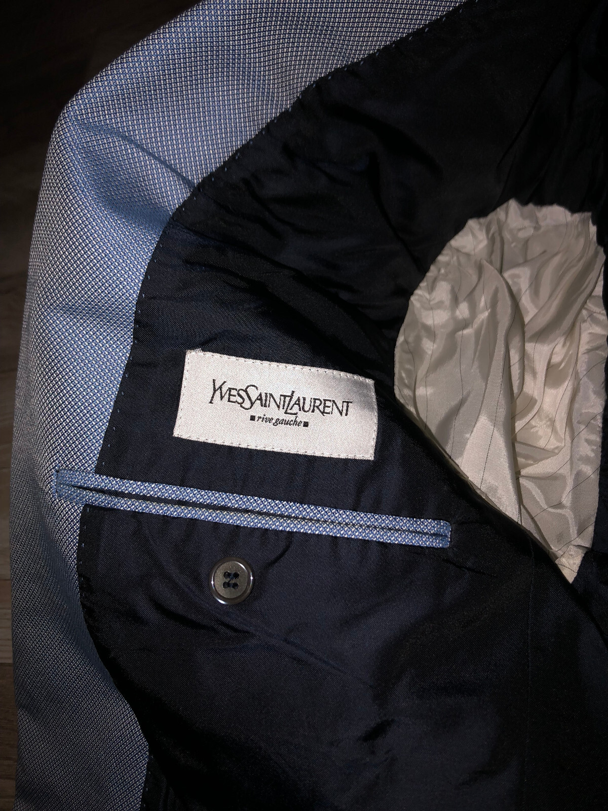 Chic Giacca Seta Cotone Caviar Blu yves saint laurent Taglia 52R (L)