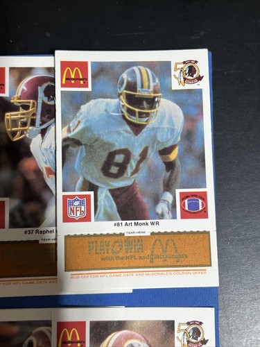 ๐ฅ1986 McDonalds REDSKINS 24 Card Complete Team Set RARE ORANGE ๐NFL ART MONK - Picture 5 of 12