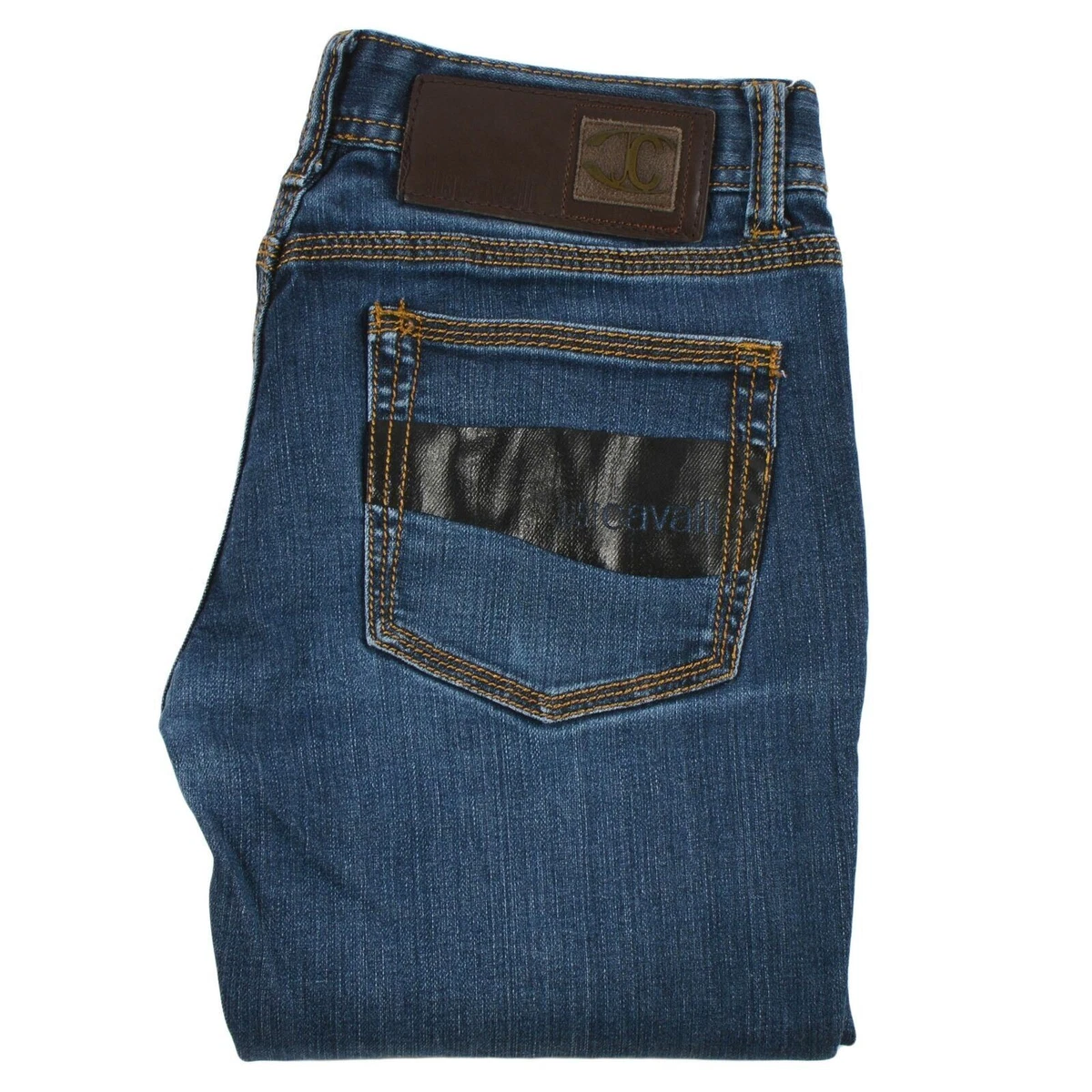 Jean Denim Femme JUST CAVALLI Taille 4 – Détresse, œillets Métal – 100% Coton – Occasion