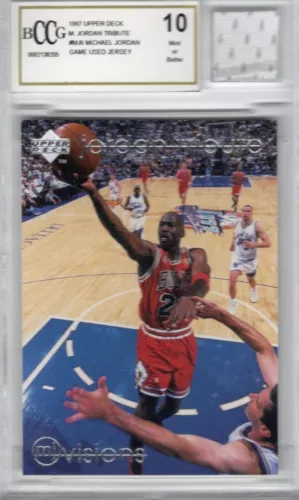 1997-98 Upper Deck Michael Jordan Tribute vision #MJ6 game used jersey Bulls