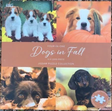Professor Puzzle FOUR-IN-ONE Dogs in Fall Jigsaw Puzzles 4 x 1000 pieces. NEW