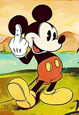 Mickey Mouse "Flying The Bird" Original Pop Art Print - 13 x 19 Poster