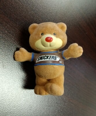 Vintage 1987 Snickers Arms Opened Flocked Chocolate Chums Bear Figurine FastShip