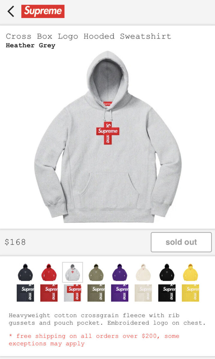 Supreme Cross Box Logo Hooded Sweatshirt