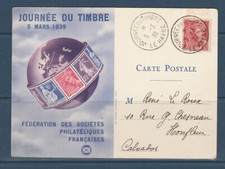 carte 1er jour  journée du timbre    76  le  Havre     1939