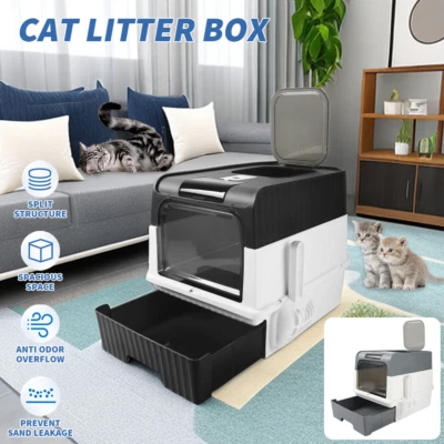 Large Smart Cat Litter Box Self Cleaning Cat Pan Drawer Deodorize Cat Potty Tray