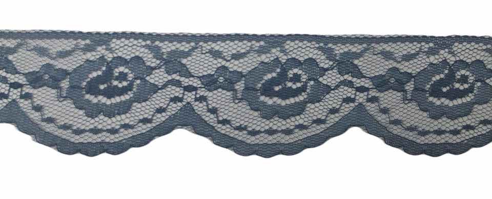 Pizarra de costura artesanal de encaje plano azul NUEVA 10 yardas de 2" de ancho con adornos de rosa hágalo usted mismo Foto 2 de 4