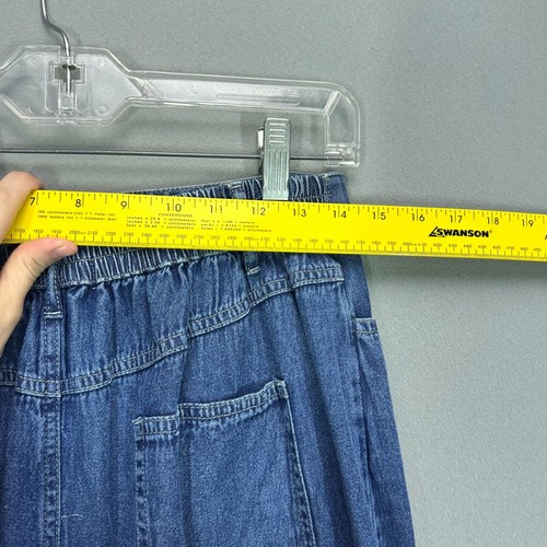 Studio West Womens M Denim Flared Maxi Patchwork Skirt Boho Cottage Core Elastic - 第 10/15 張圖片
