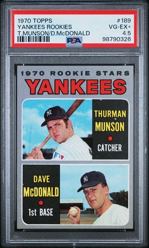 1970 TOPPS #189 YANKEES ROOKIES THURMAN MUNSON DAVE MCDONALD ROOKIE PSA 4.5