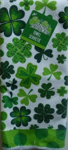 New St Patrick's Shamrock Polyester Kitchen Towel ~ Qty 2 - Picture 2 of 2