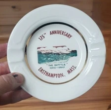 Vintage MCM Ceramic Round Ashtray 1960 "The Bottle" Easthampton MA Mass EUC