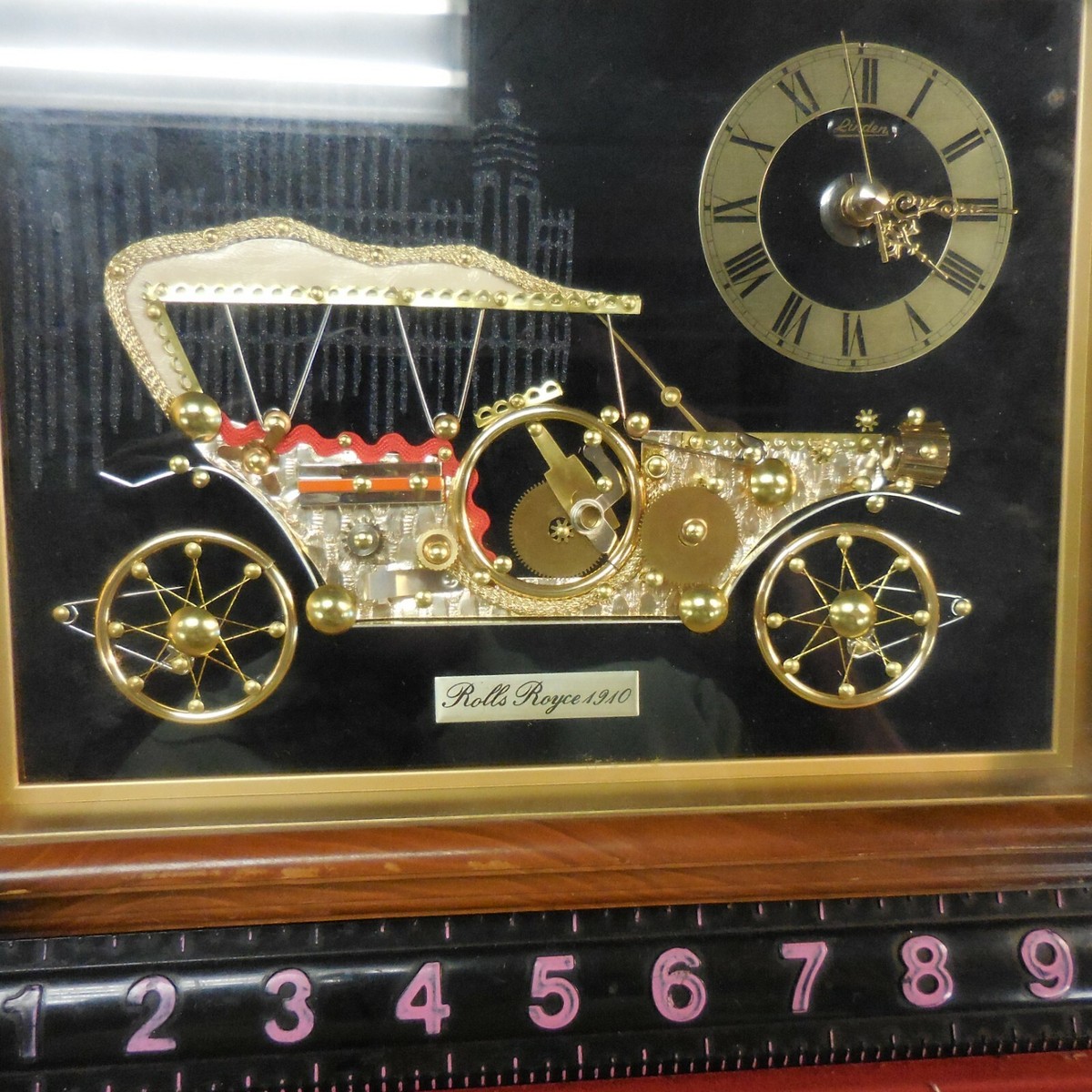 VINTAGE LINDEN ROLLS ROYCE 1910 ANTIQUE AUTOMOBILE CAR CLOCK JAPAN