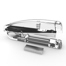 Office Supplies Stapler, Transparent Plastic Shell, and Silver Metal Inner Core