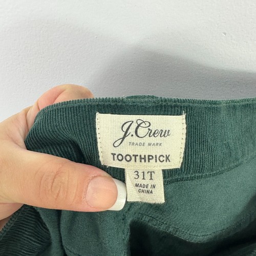 J Crew Toothpick Corduroy Pants 31T Green Skinny Capsule Preppy Minimalist - Picture 3 of 6