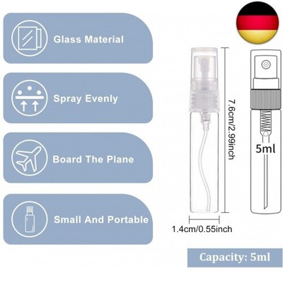 30x 5 Ml Mini-Sprühflaschen Aus Glas – Feiner Nebel, Mit Schwarzem Deckel, Für Parfüm & Kosmetik