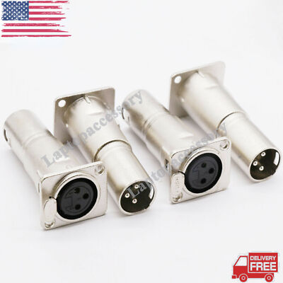 3Pin XLR Female - XLR Male Feed/Pass Thru Connector Adapter For D Panel Mounting