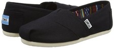 NEW TOMS Women's Classic Solid Black Canvas Slip On Flats Shoes NIB