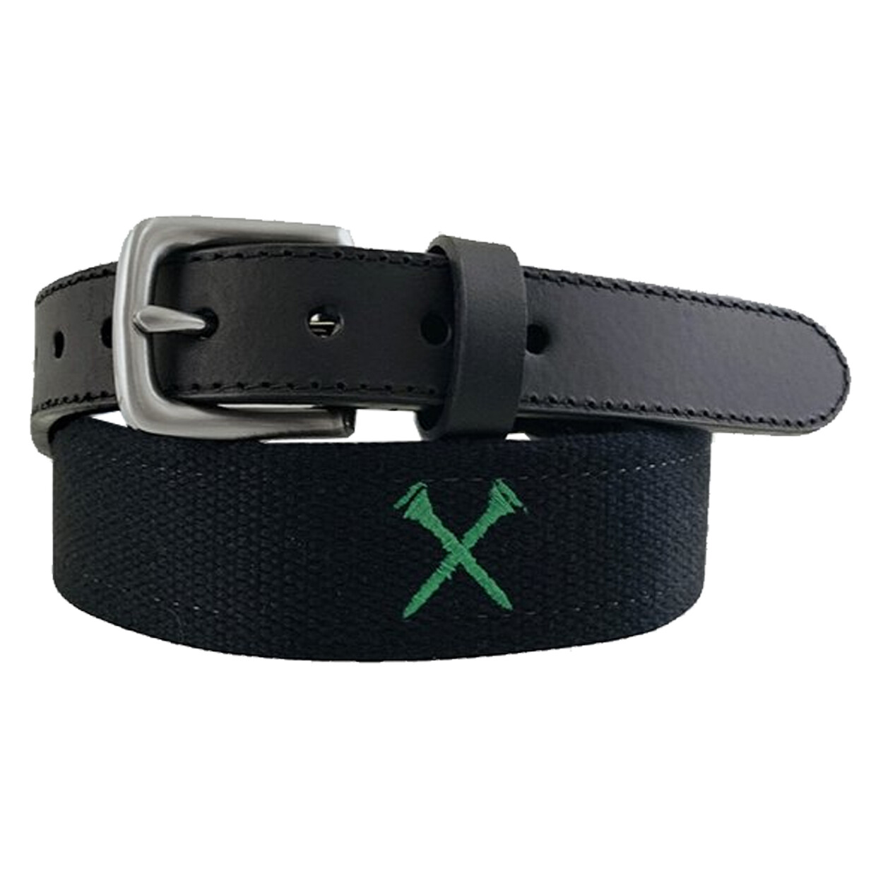 Pebble Beach Men's Flagstick Print Golf Belt with Genuine Leather End Tabs NEW