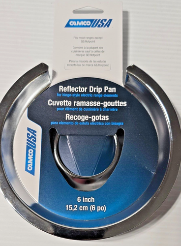 Camco 00463 Hinge 6" Reflector Stove Top Range Drip PAN (Chrome), No GE/Hotpoint - Picture 2 of 6