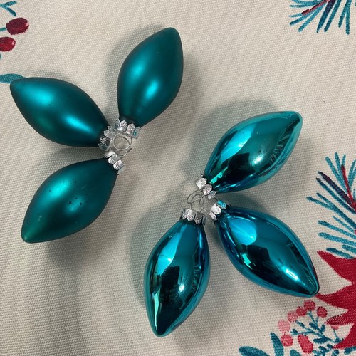 Rauch Vintage Vetro Mercurio Blu Arancione Retrò Goccia Decorazione Natalizia Set di 12 - Foto 2 di 8