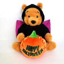 Walt Disney 9" Winnie The Pooh Halloween Plush in Bat Costume with Purple Wings