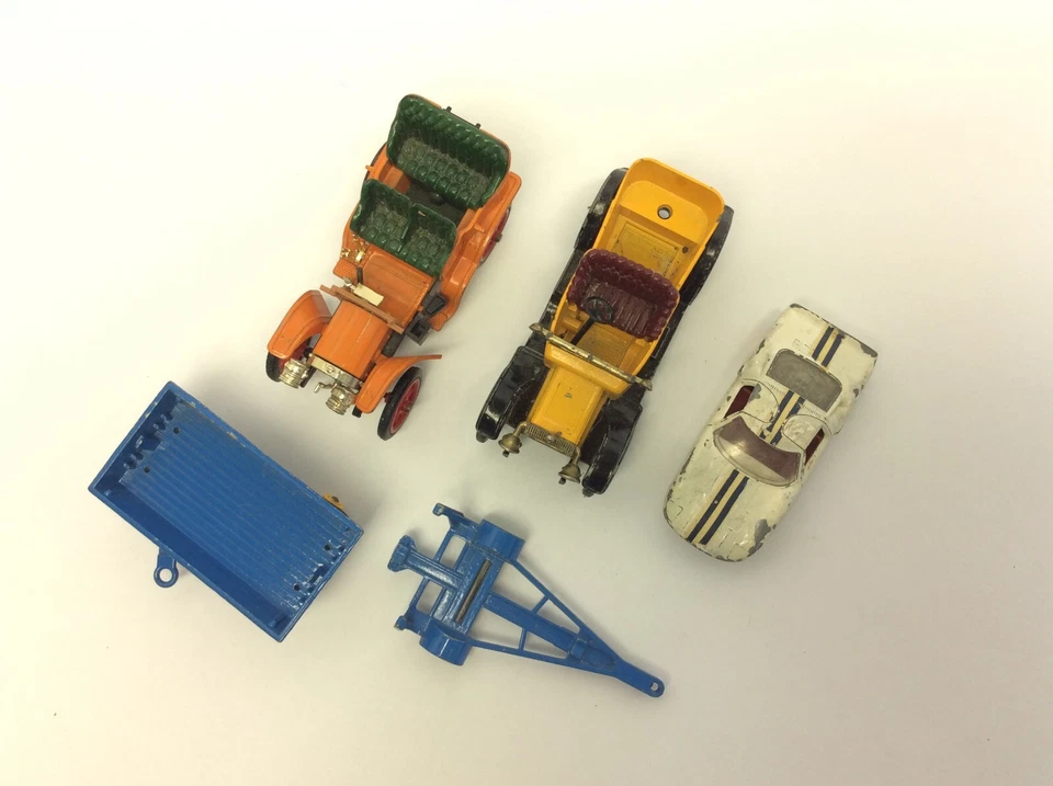 Lot Vintage Toy Cars 1911 Daimler Lesney 1903 Fiat 16/24 Hay Trailer Ford G.T. - Image 4 of 4