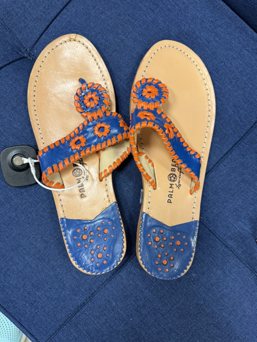 【PORTERNA】Happy Pope Sandals Authentic Stephen Bonanno Palm Beach Orange and Blue sandals
