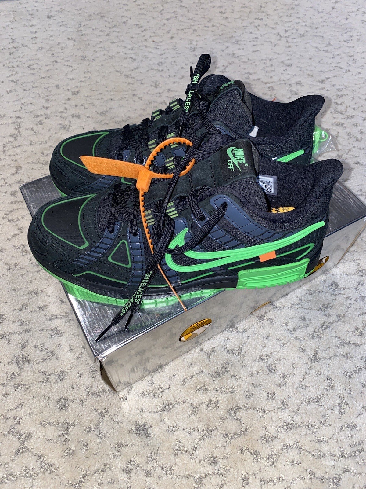 OFF WHITE X NIKE 9 M Nike Air Rubber Dunk x bianco sporco verde basso a strisce