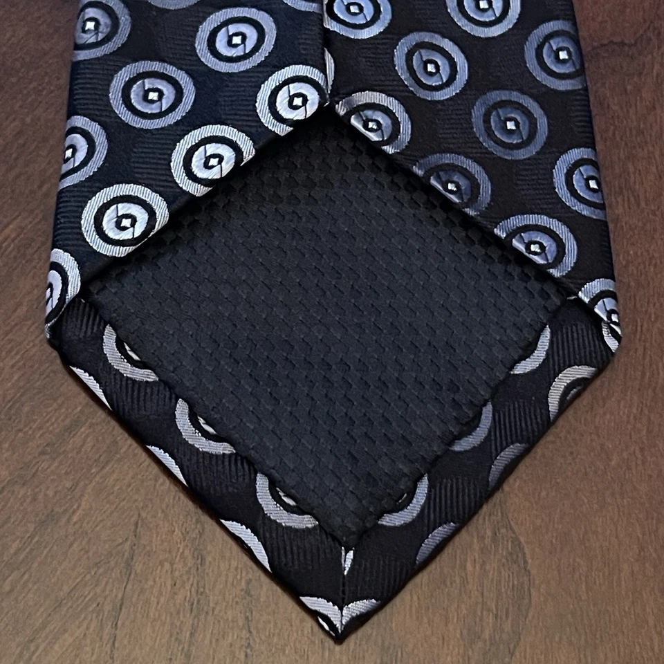 Corbata de cuello Sean John negra gris 100 % seda para hombre hecha en China Foto 2 de 4