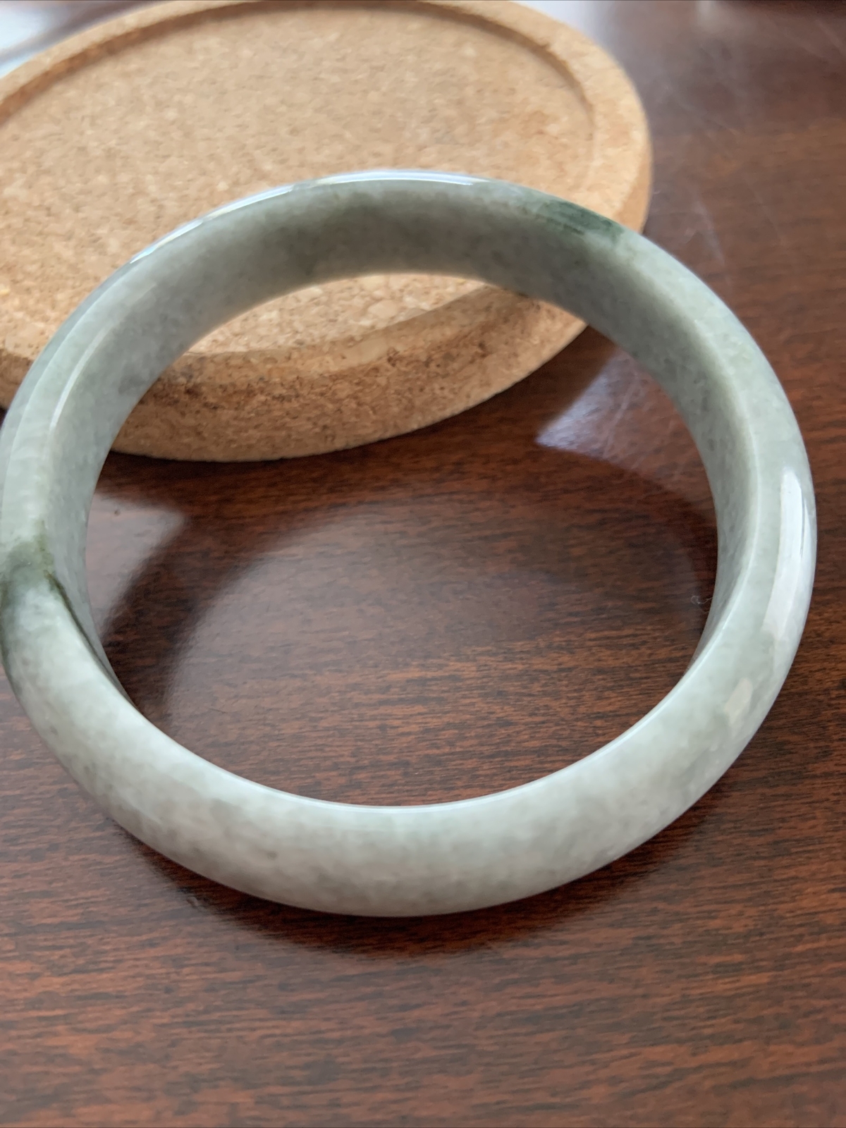 Green Jade Solid Bangle Bracelet, Diameter 2.25 i… - image 7