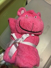 Little Me Hooded Bath Towel / Poncho Pink Hippo For Pool Beach Or Bath NWT W2