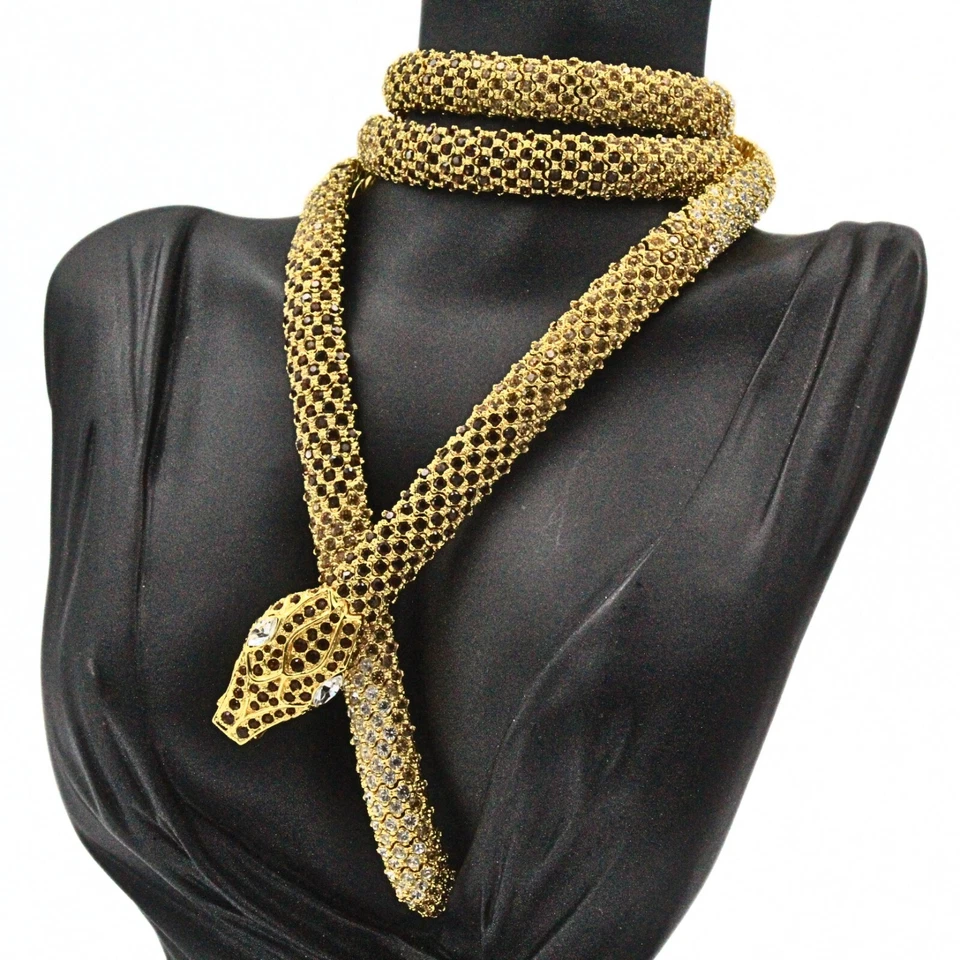 Magnífico Auténtico Valentino Garavani Serpiente Estrás Alta Costura Collar Cinturón Foto 2 de 4