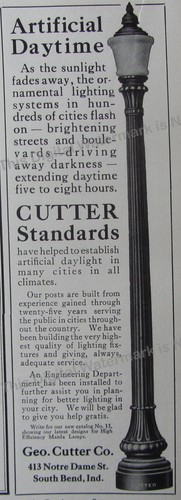 1915 Ad Geo Cutter Co South Bend Indiana Ornamental Lighting Systems Lamp Posts 