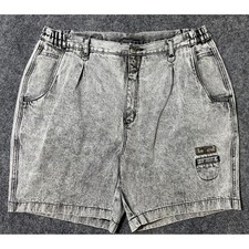 Vintage Lee Air Gear Acid Wash Gray Denim Shorts Womens 34 High Rise 90s Retro