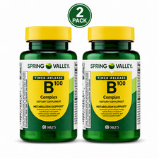 Spring Valley B-100 Complex 60 Ct 2 Pack Timed Release Metabolism Support