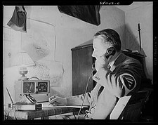 Foto: Trabajador de Defensa Civil Radio Operador Años 40 Frente Nacional Segunda Guerra Mundial