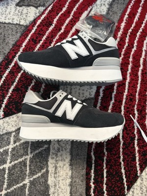 Size 7 - New Balance 574+ Black White W for sale online | eBay