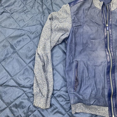 Rare Vintage Leather Knit Cardigan Barcelino Torras Made in Spain US Size 46 - Picture 2 of 13