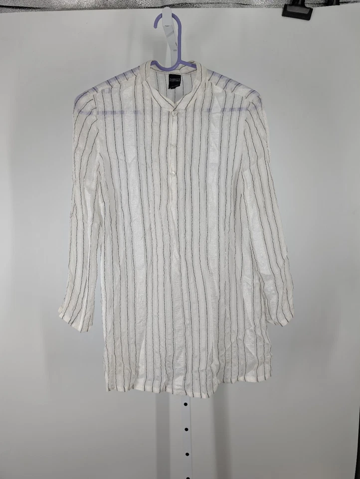 Blusa túnica Barney's New York vintage Y2K boho seda vitoriana transparente Itália 42 - Imagem 2 de 4