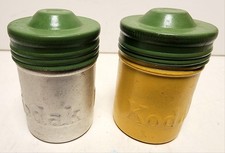 2-Vintage Kodak Metal Film Canisters Container Multi-Color Cap Embossed 35mm