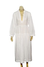 Doen Dress M 8 Women's Casual Long Sleeve Collared White Sheer Midi NEW 46597