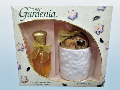 DANA CLASSIC GARDENIA EAU DE COLOGNE SPRAY1.7 OZ & POTPOURRI POT SET BOXED
