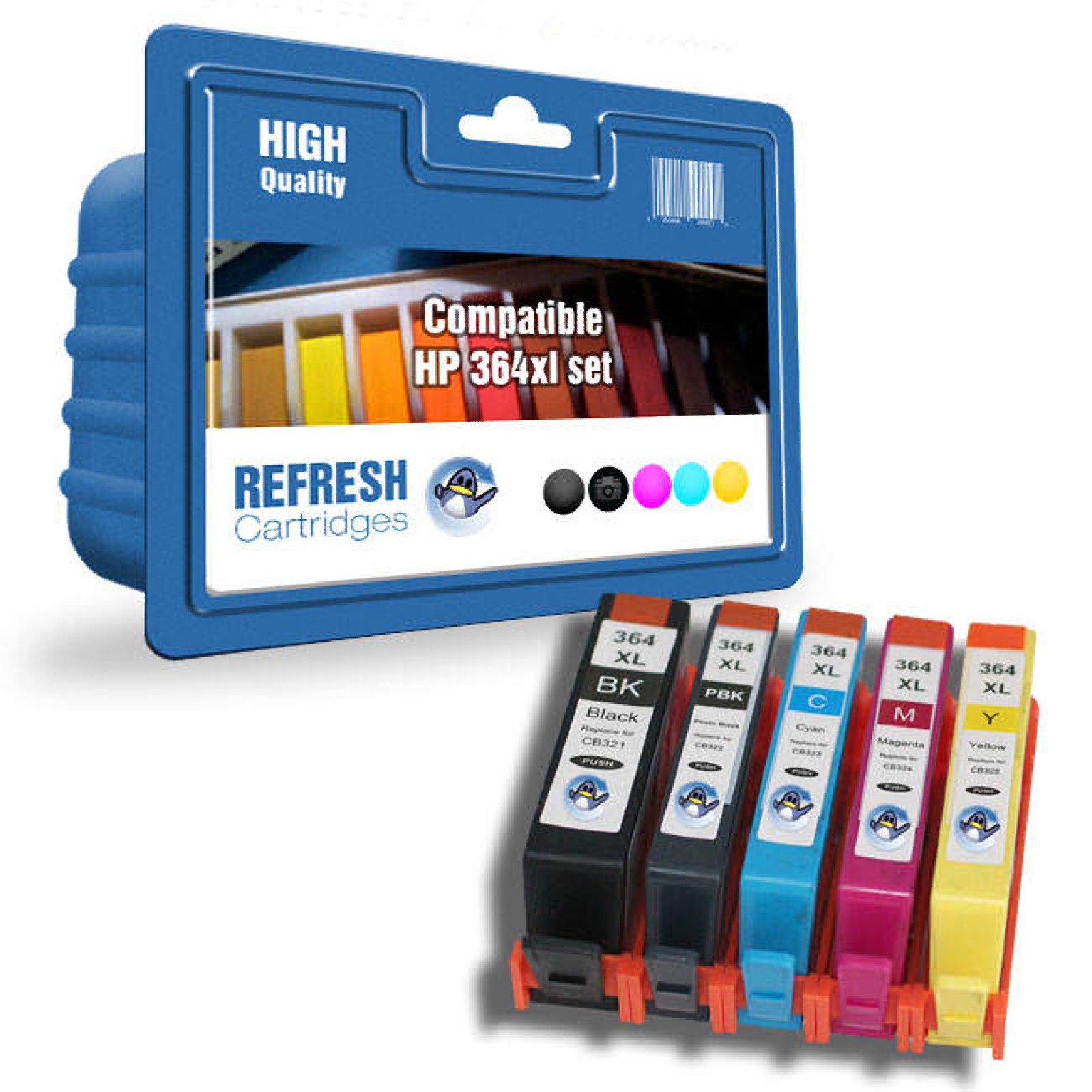 Refresh Cartridges Full Set Value Pack 5x 364XL Ink Compatible With HP Printers